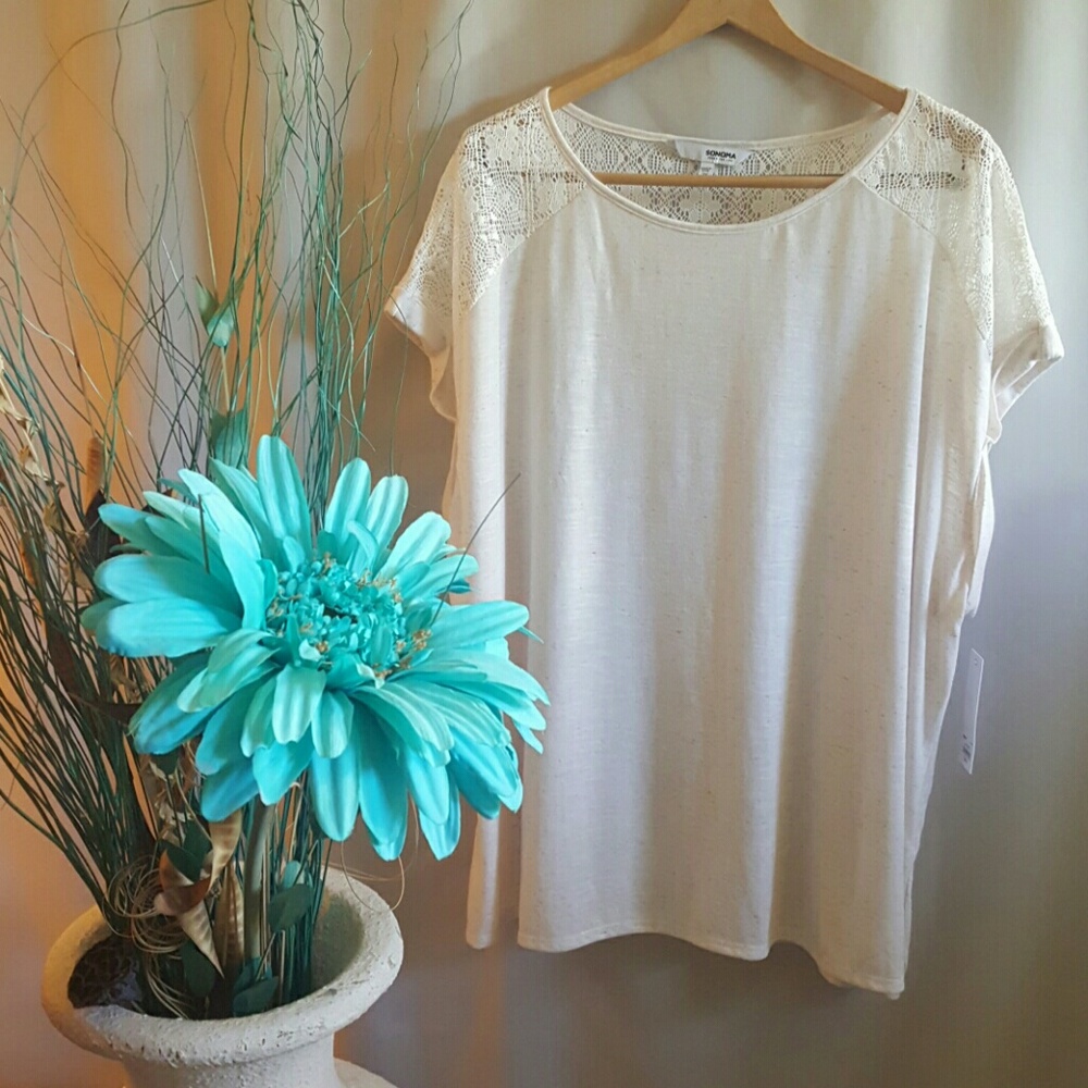 NWT Sonoma Lace Yoke Tee Plus Size 3X